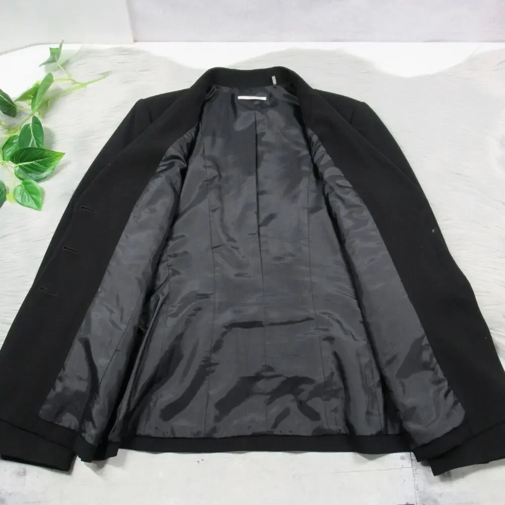 TAHARI Black Three-Button Zigzag Stitch Notch Collar Suit Jacket Blazer Size 14